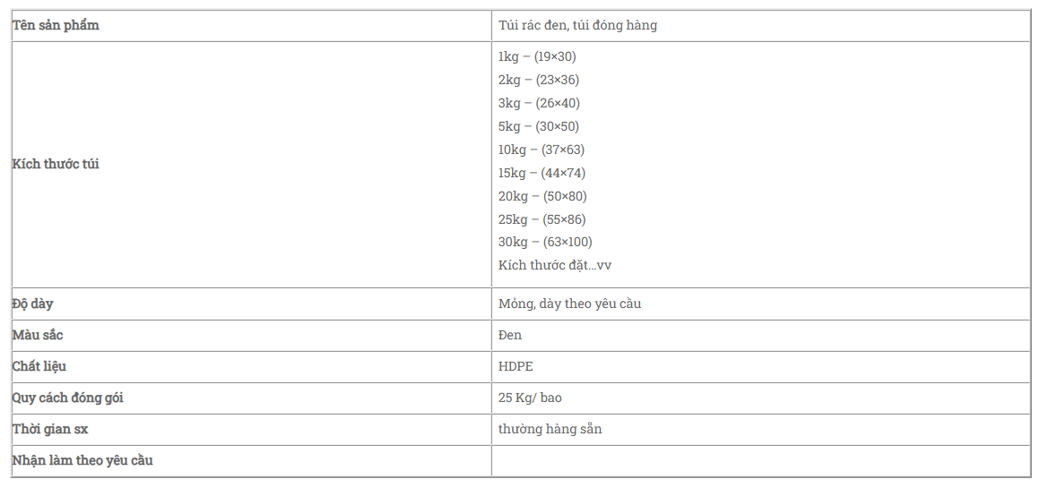 túi đựng rác size nhỏ